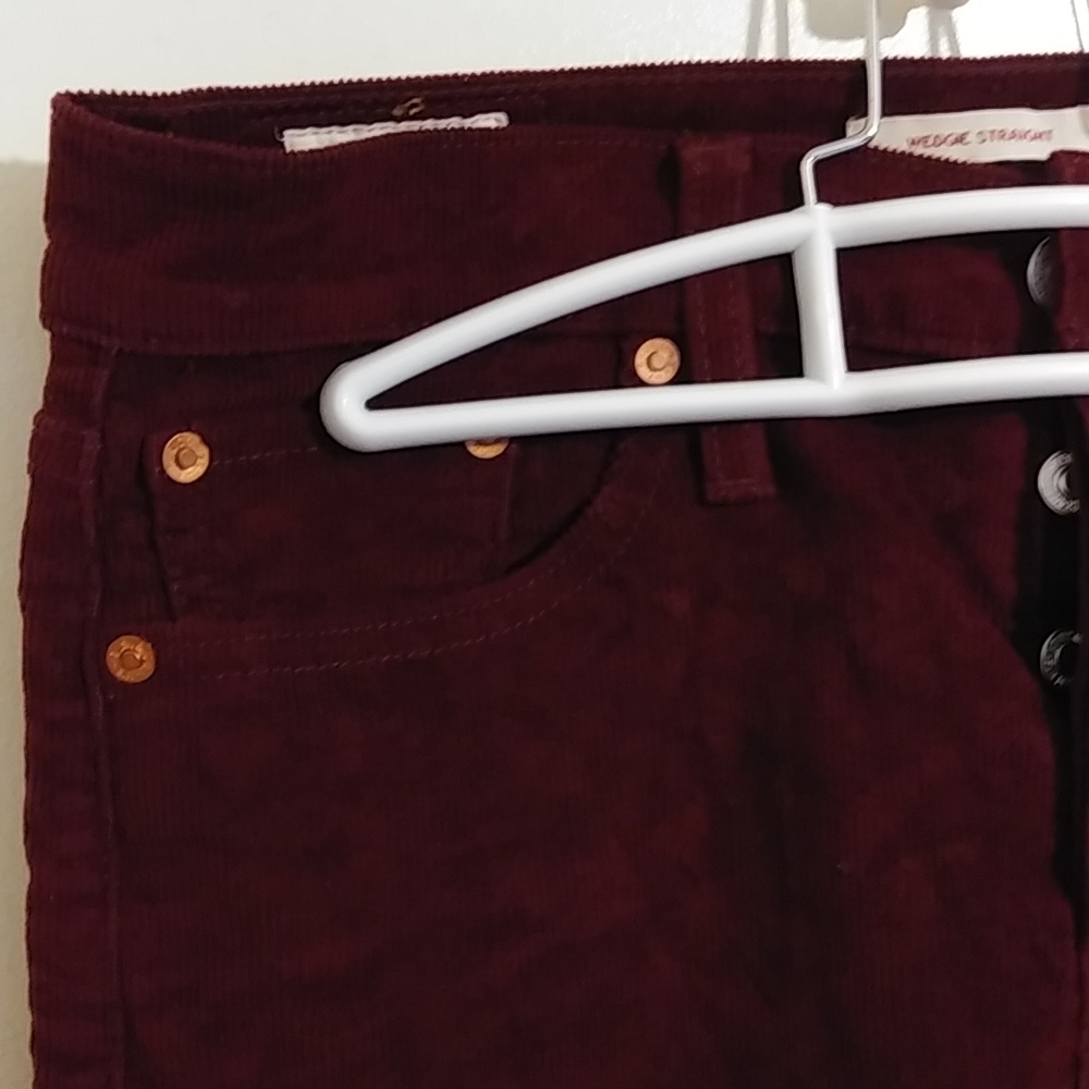 Dark Burgundy Corduroy Straight Leg Levis